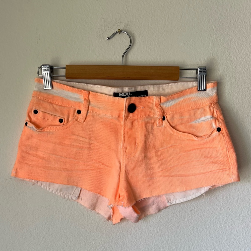 Urban Outfitters BDG Super Shortie Neon Orange Denim Shorts